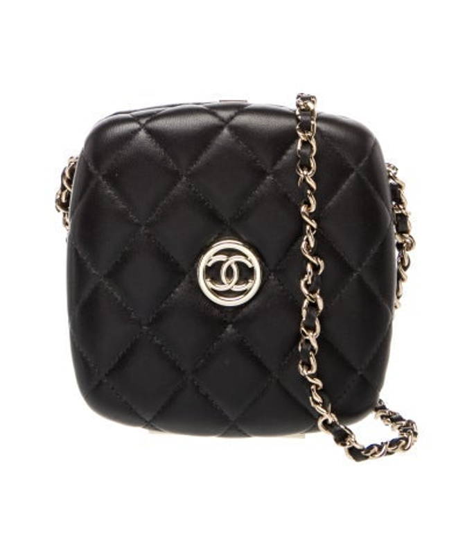 Chanel Quilted Compact Vanity Clutch W Chain