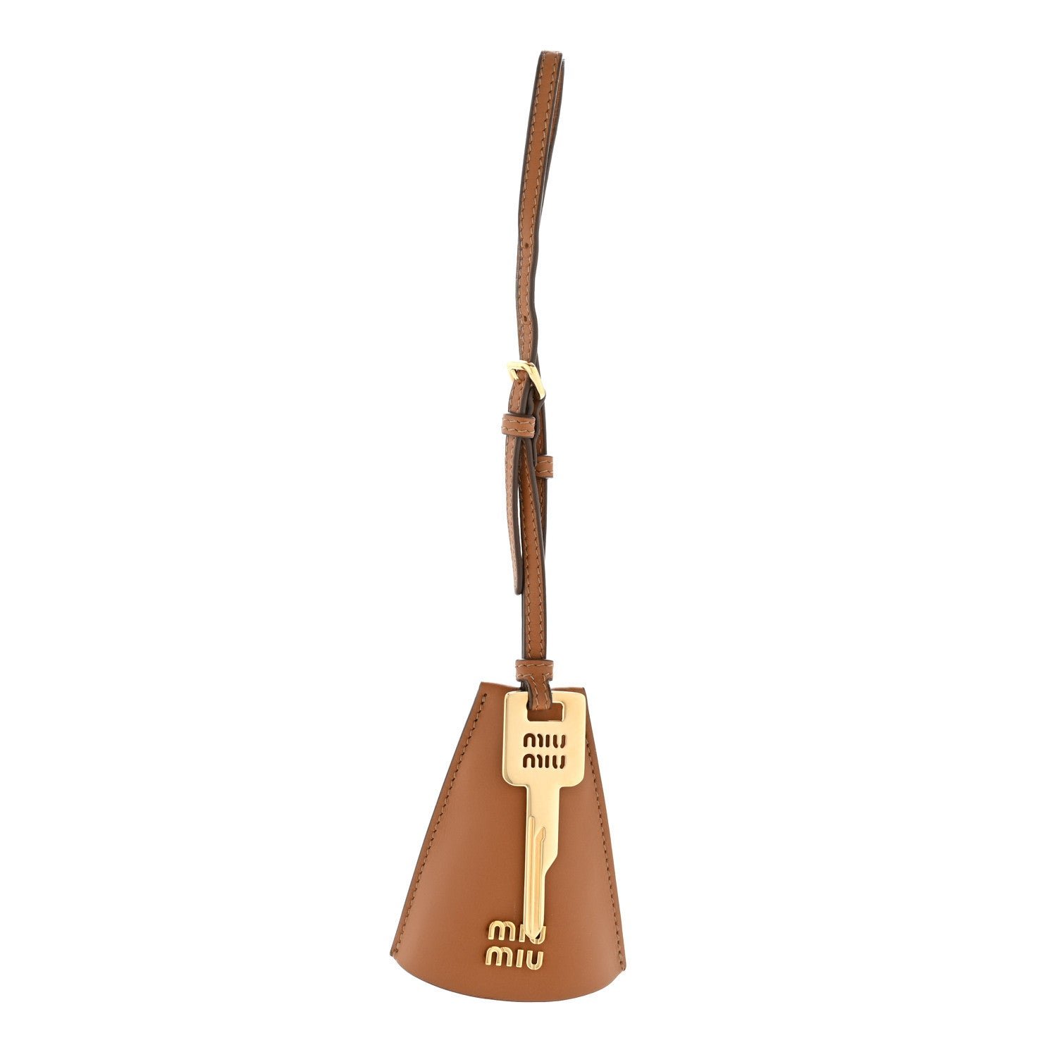 Miu Miu Miu Miu Calfskin Trick Pelle Bag Charm Cognac