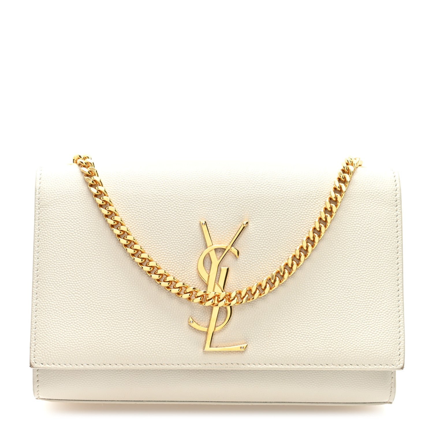 Saint Laurent Grain De Poudre Small Monogram Kate Satchel Crema Soft