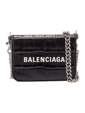 Embossed Leather Wallet on Chain Mini