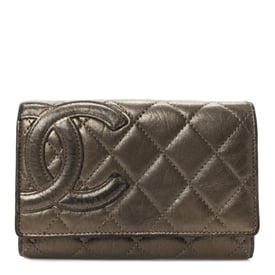 Chanel Distressed Calfskin Quilted Cambon Flap Wallet Bronze