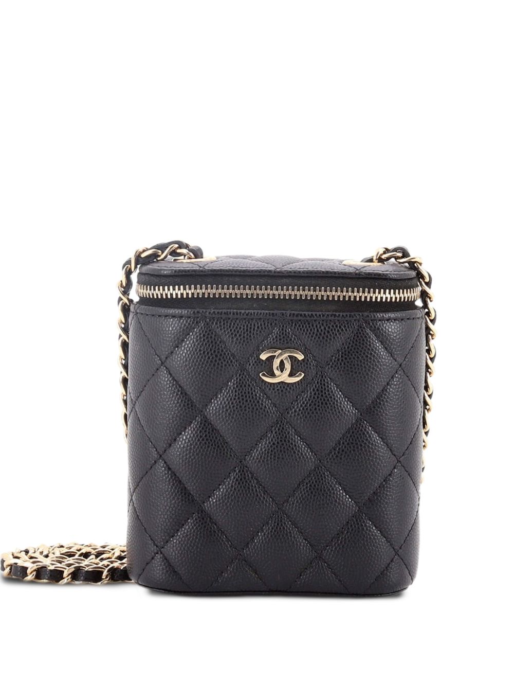 Vertical Classic Vanity Case with Chain Quilted Caviar Mini shoulder bag