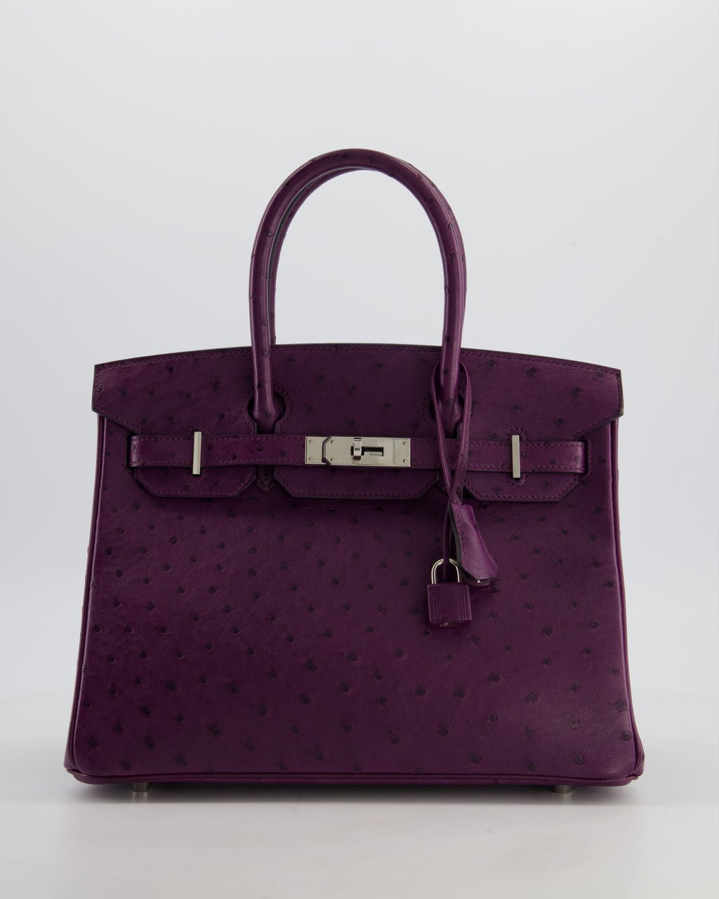 Hermes *HOT & RARE* Hermès Birkin 30 Retourne Bag in Violine Ostrich Leather with Palladium Hardware