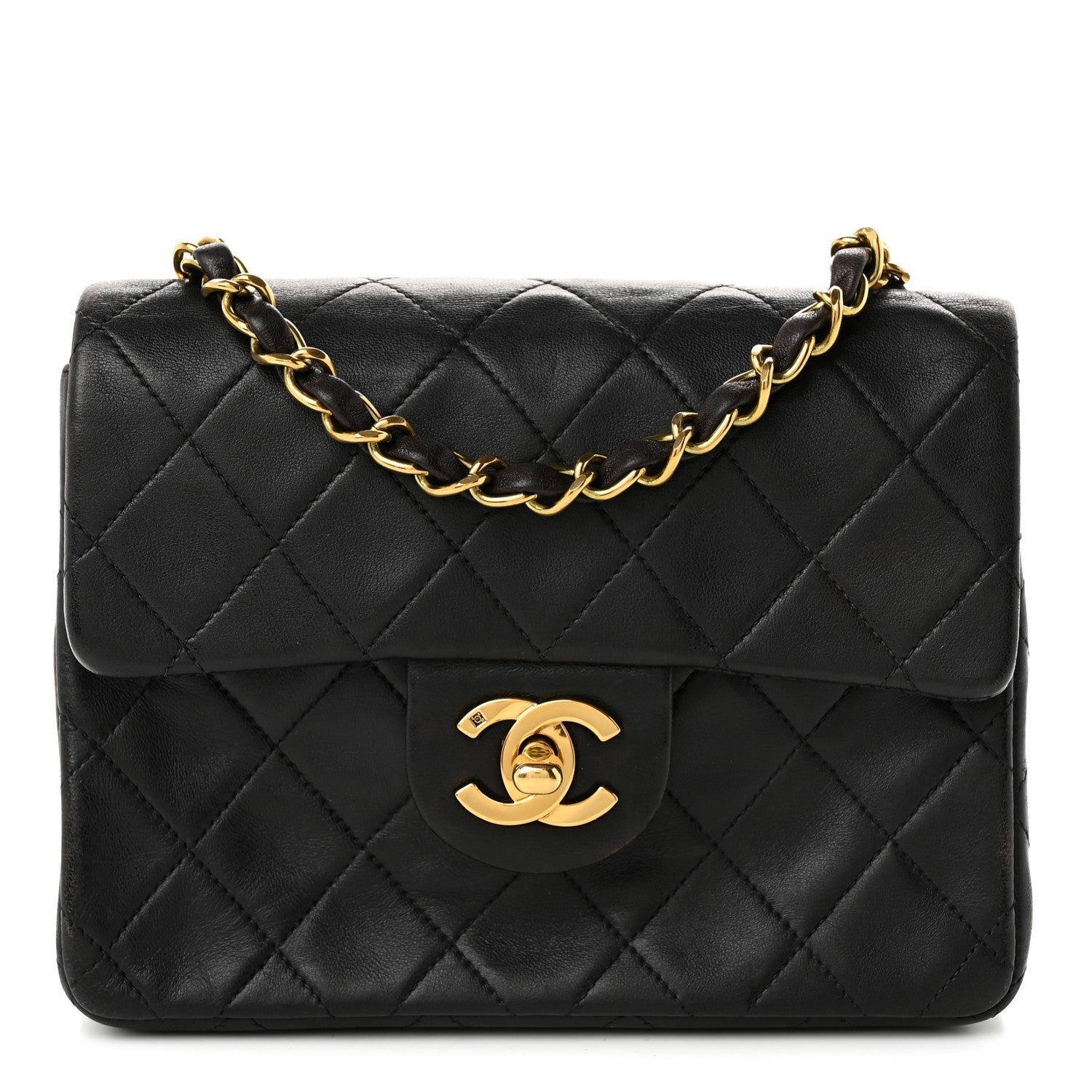 Chanel Lambskin Quilted Mini Square Flap Bag Black