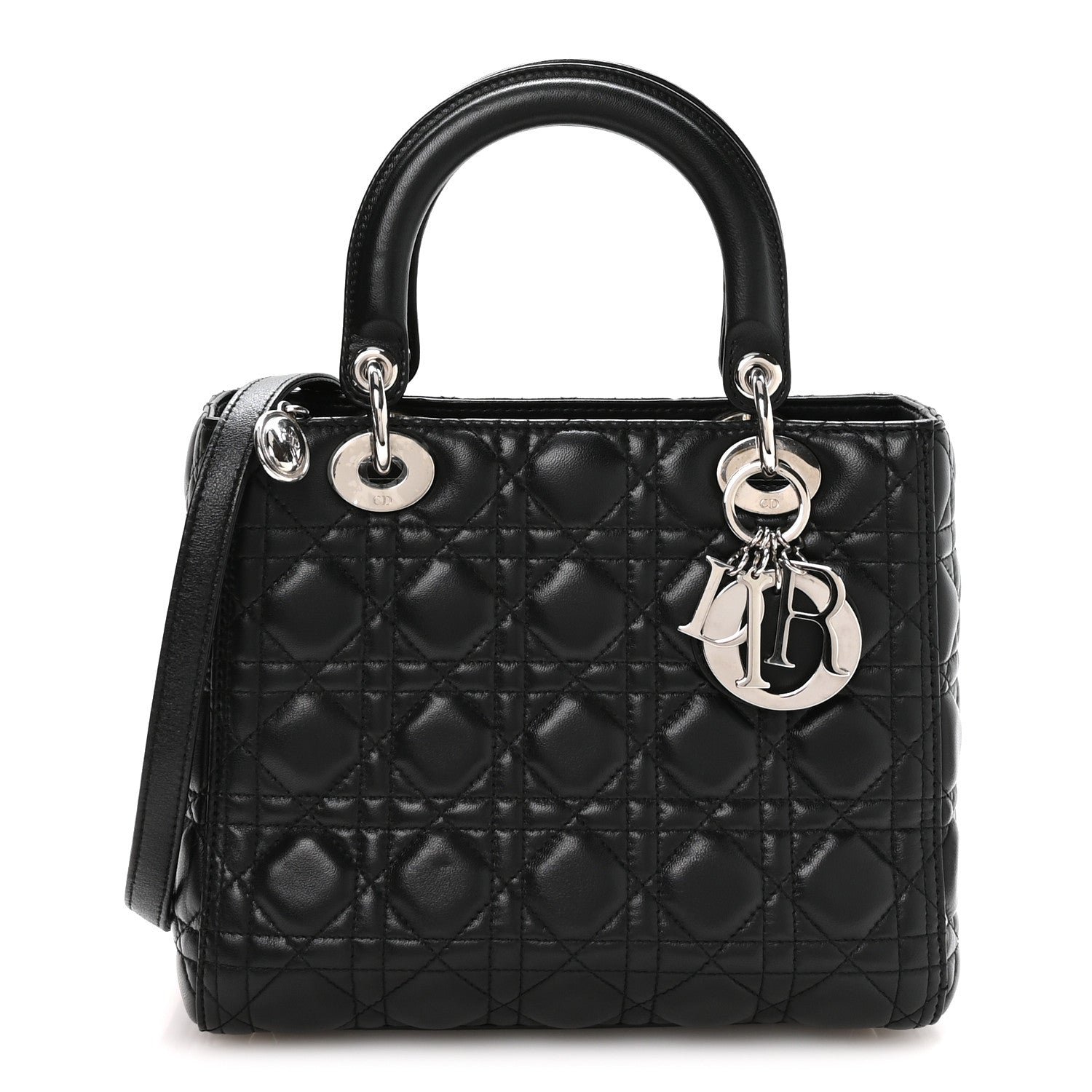 Christian Dior Lambskin Cannage Medium Lady Dior Black