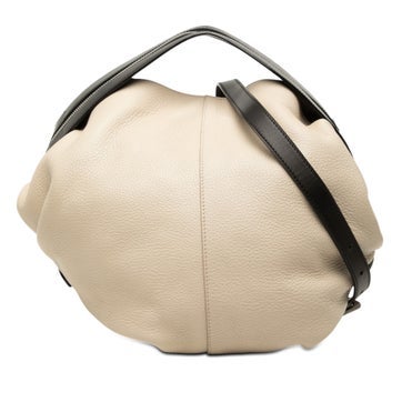 Grained Calfskin Zip Handle Satchel