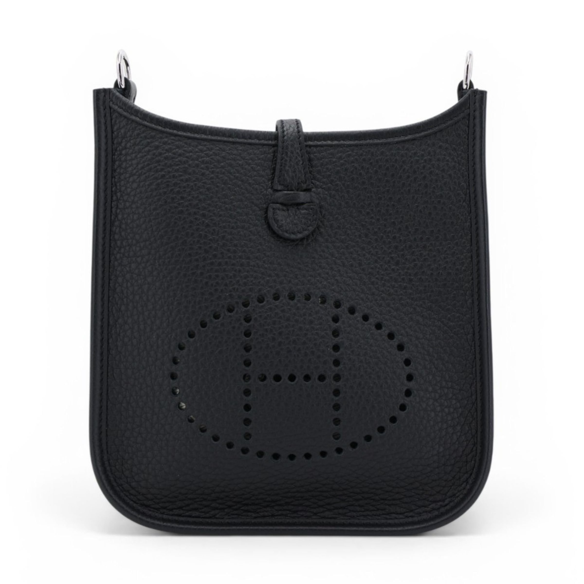 Hermes Unused ( Rank NS ) HERMÈS Mini Evelyne 16 Amazone 112cm Noir (89) Clemence Palladium hardware B (2023)