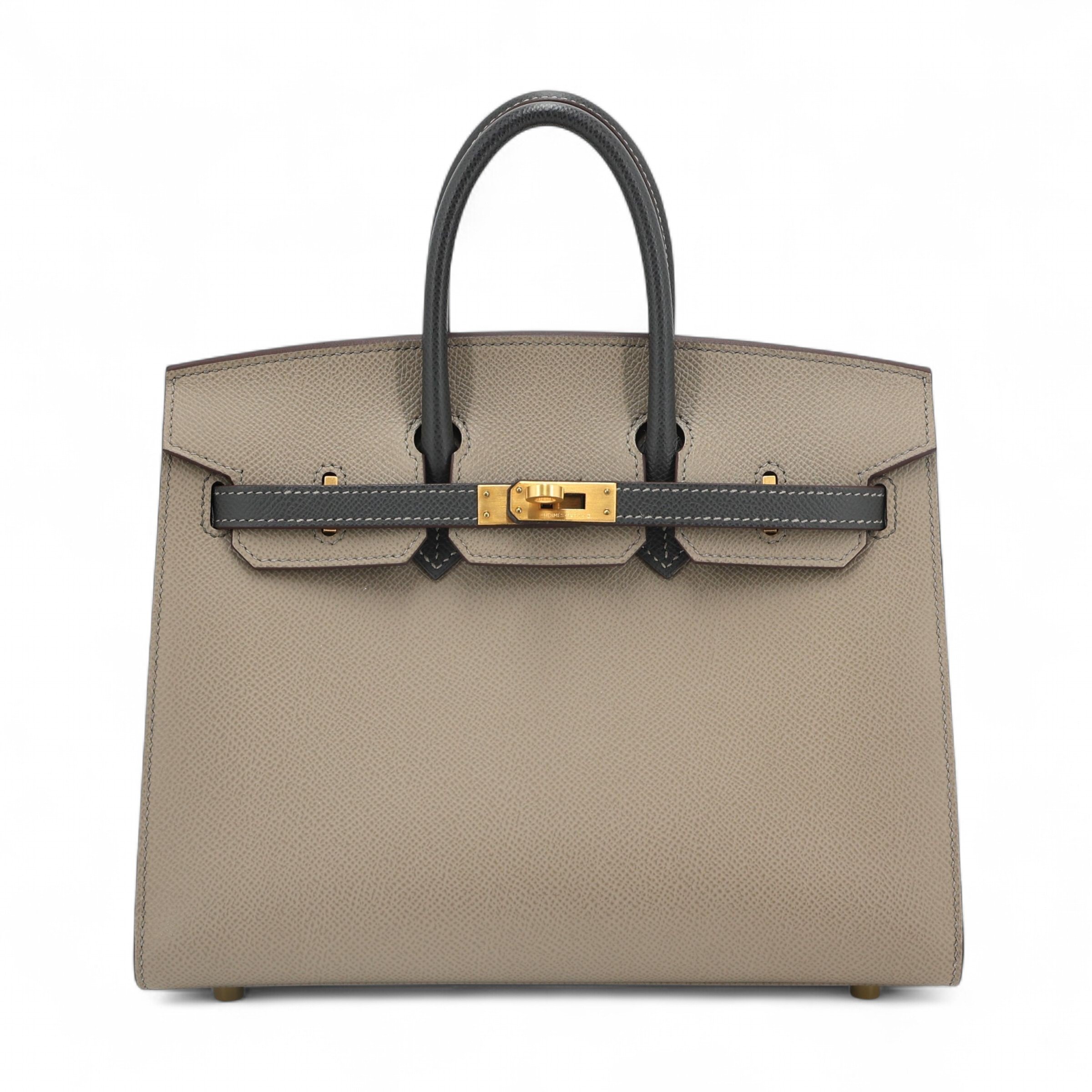 Hermes Excellent ( Rank SA ) HERMÈS Birkin 25 Sellier Graphite (88) Gris Asphalte (M8) Epsom Brushed Gold hardware U (2022)