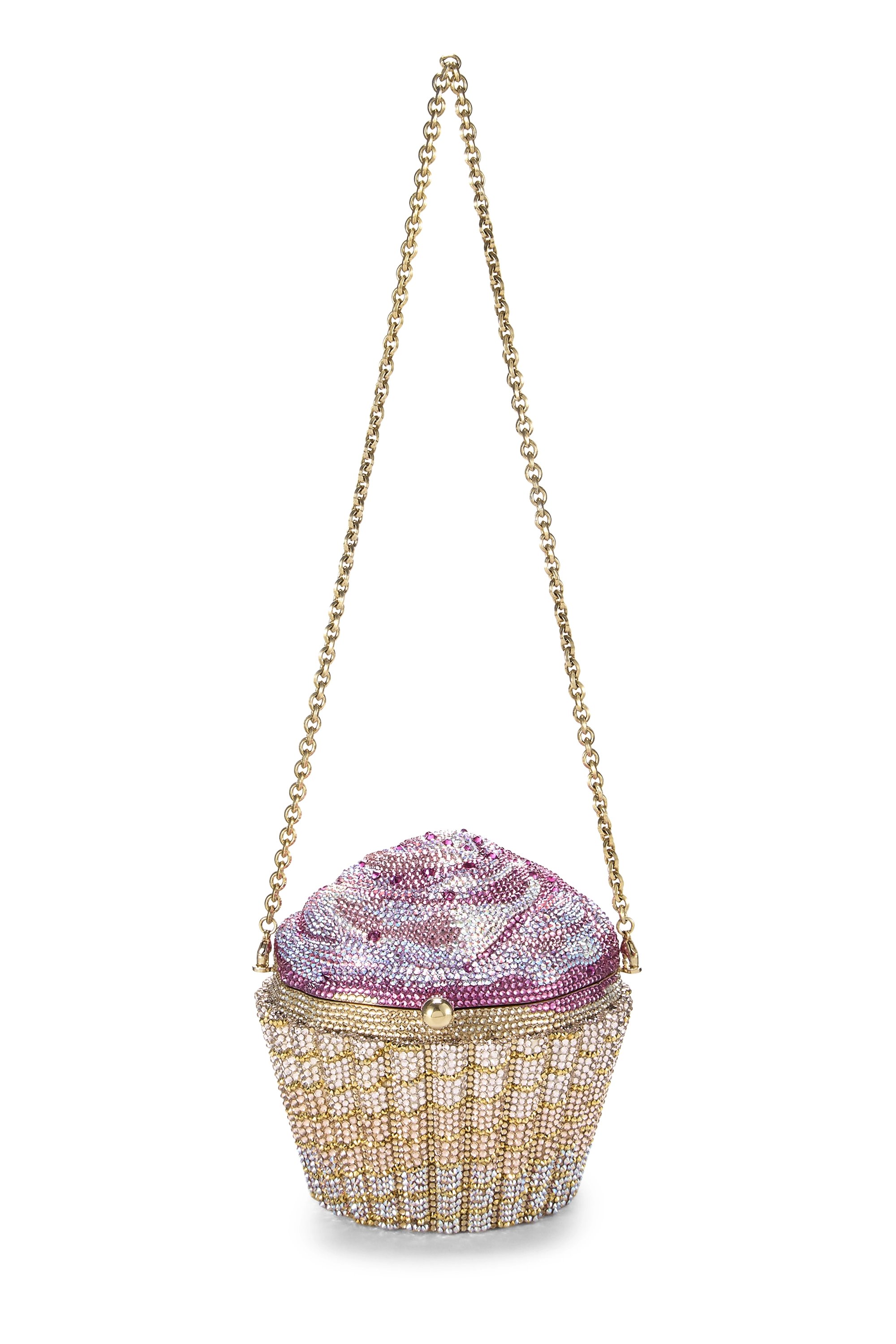 Judith Leiber Pink Crystal Cupcake Minaudiere