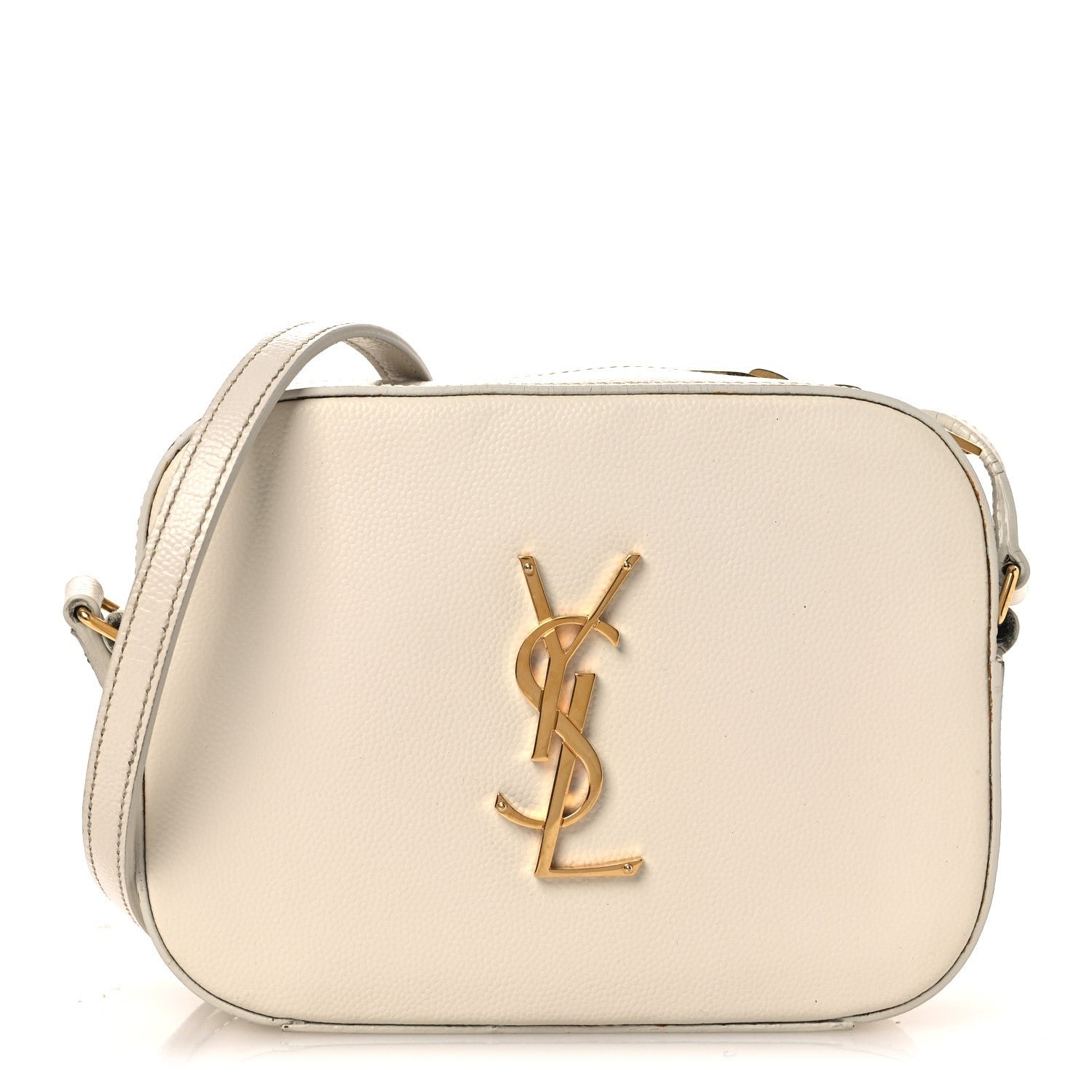 Saint Laurent Grain De Poudre Small Classic Monogram Camera Bag White