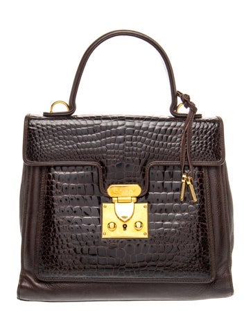Bally Embossed Leather Top Handle Bag