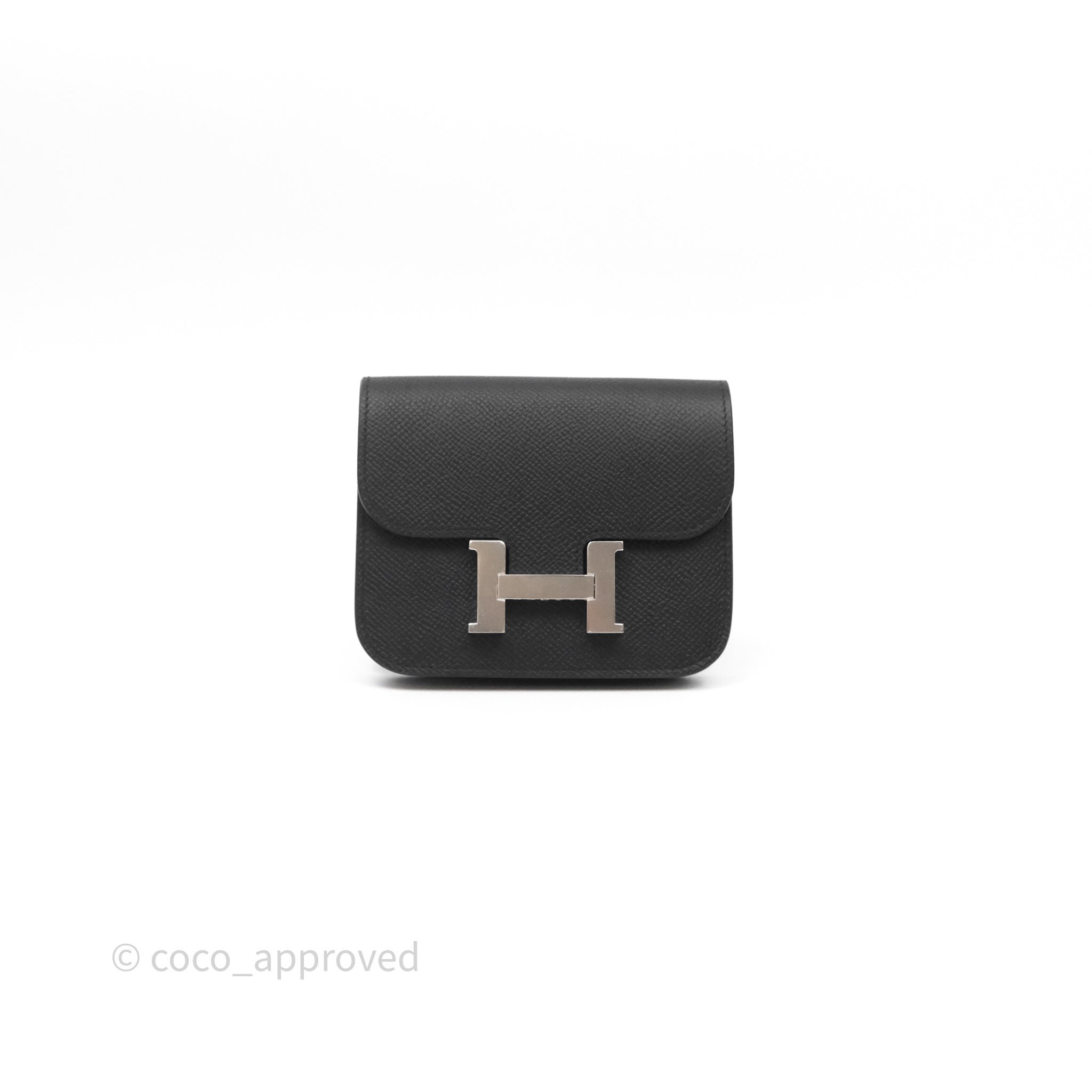 Hermès Constance Slim Wallet Noir 89 Epsom Palladium Hardware