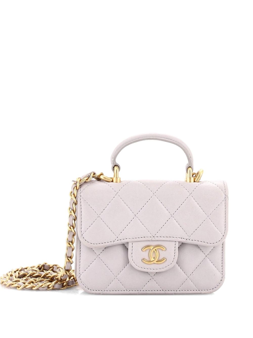Top Handle Flap Coin Purse with Chain Quilted Lambskin crossbody bag