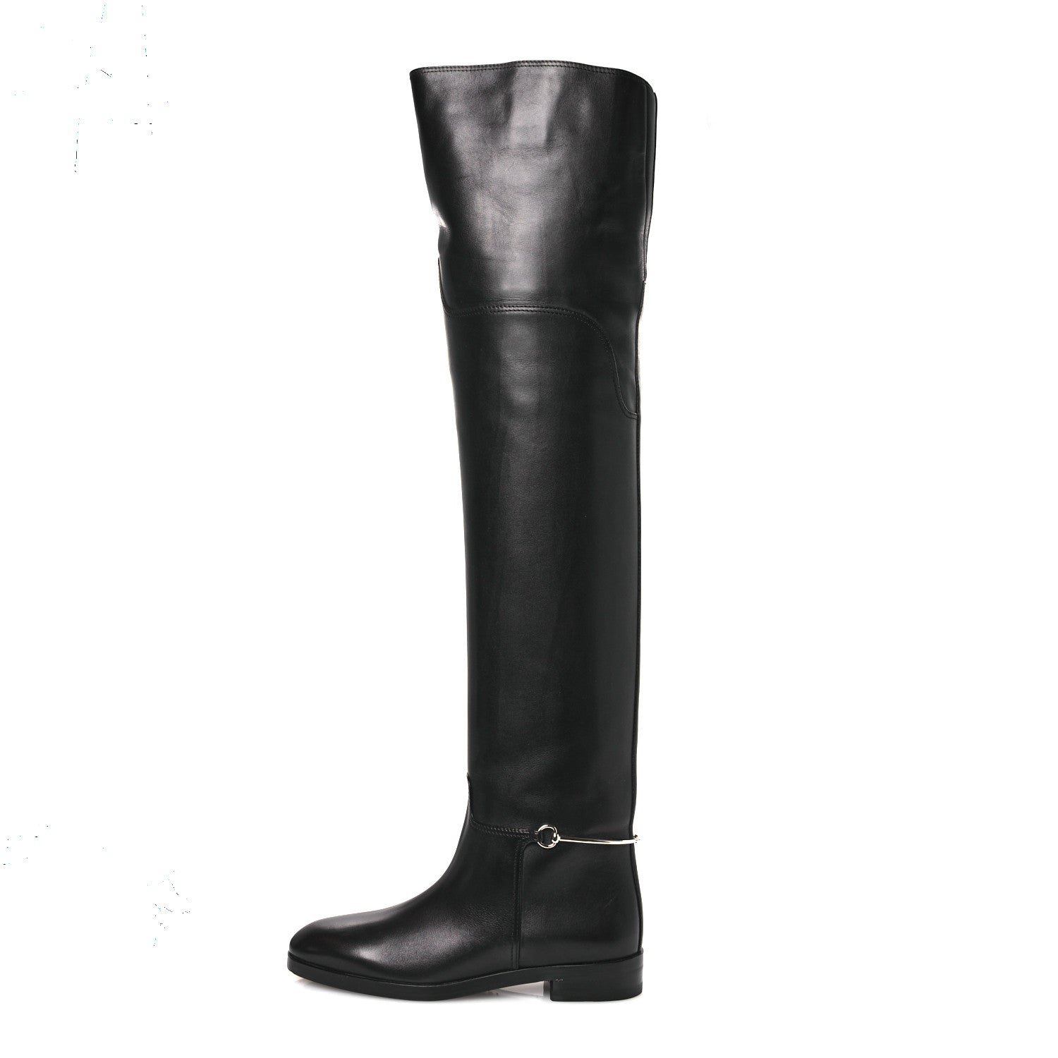 Gucci Gucci Calfskin Slim Horsebit Over The Knee High Boots 37 Black