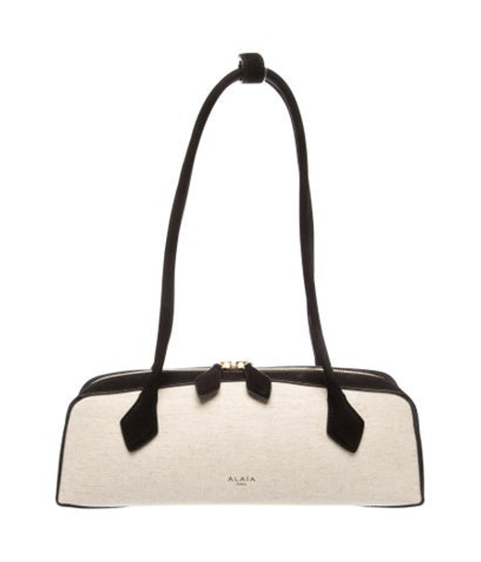 Alaia Canvas Alaia Le Teckel Leather Trimmed Canvas Clutch Medium
