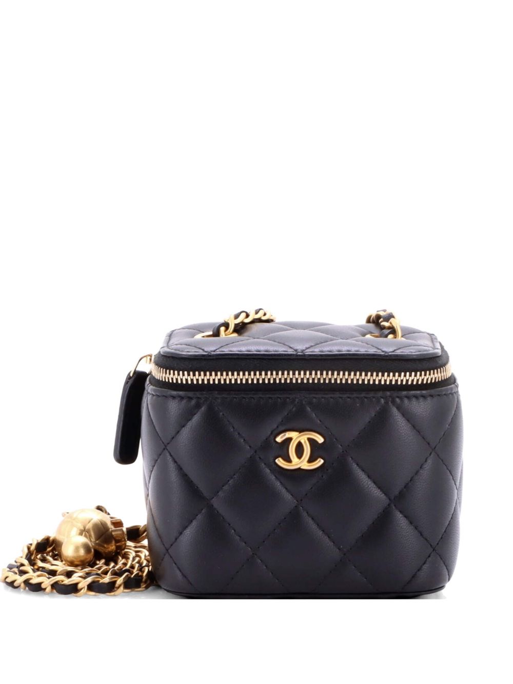 Pearl Crush Vanity Case with Chain Quilted Lambskin Mini clutch bag