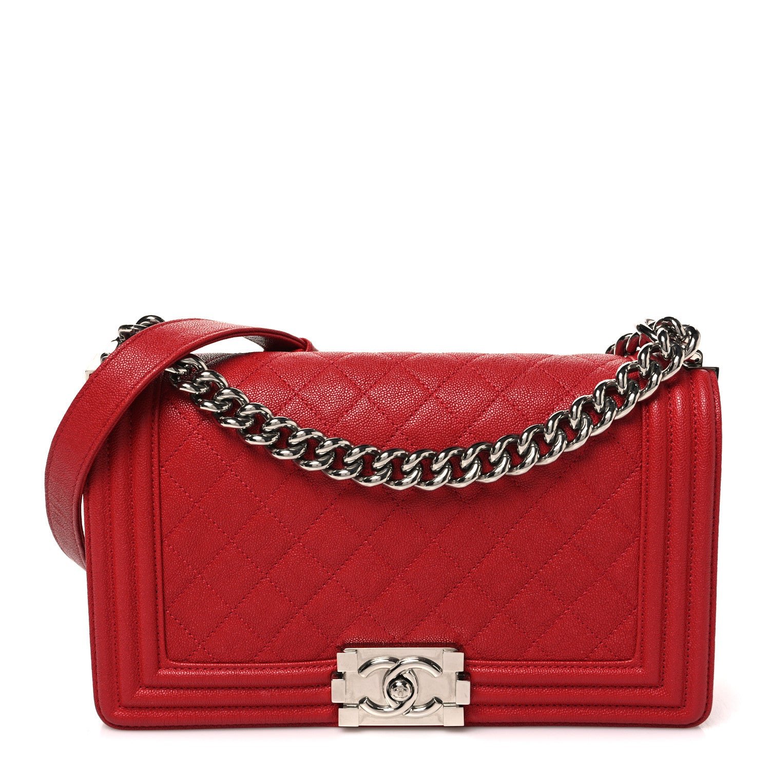 Chanel Caviar Quilted Medium Boy Flap Red