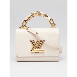 Louis Vuitton Louis Vuitton White Quartz Epi Leather Braided Chain Twist PM Bag