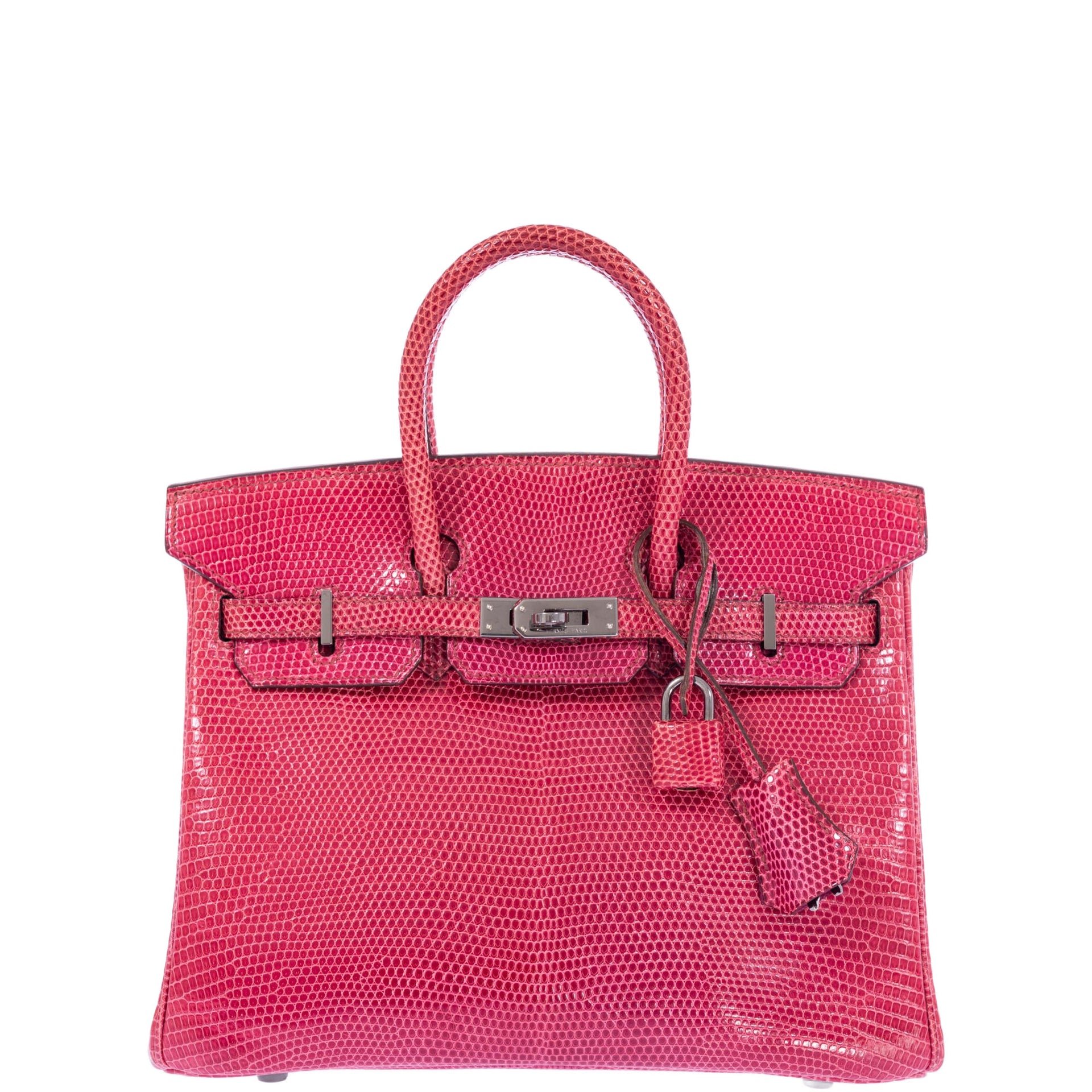 Hermes Hermès Birkin 25 Fuchsia Lizard Palladium Hardware