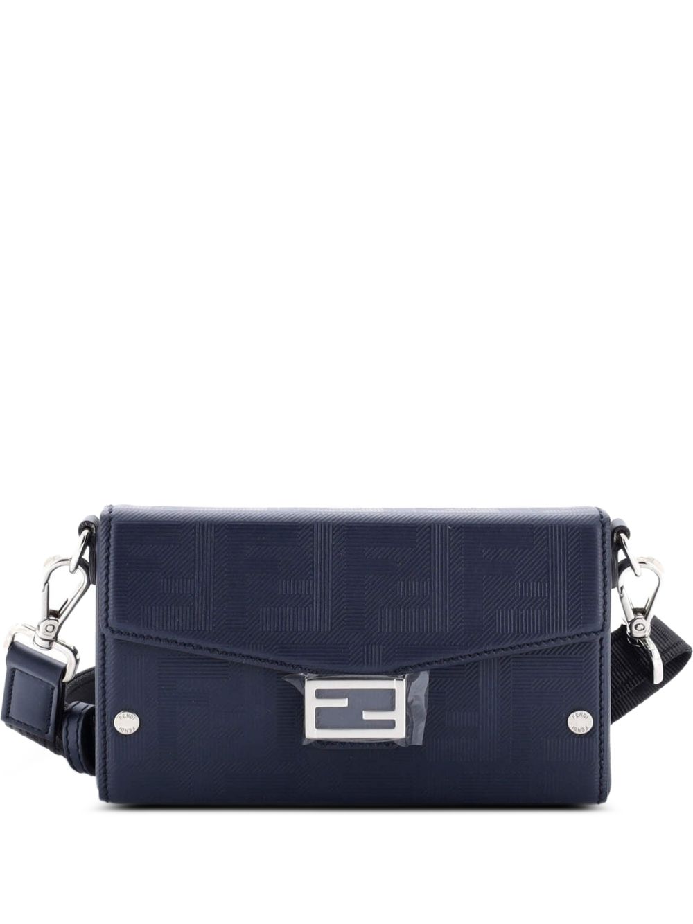 Baguette Soft Trunk Phone Pouch Zucca Embossed Leather crossbody bag