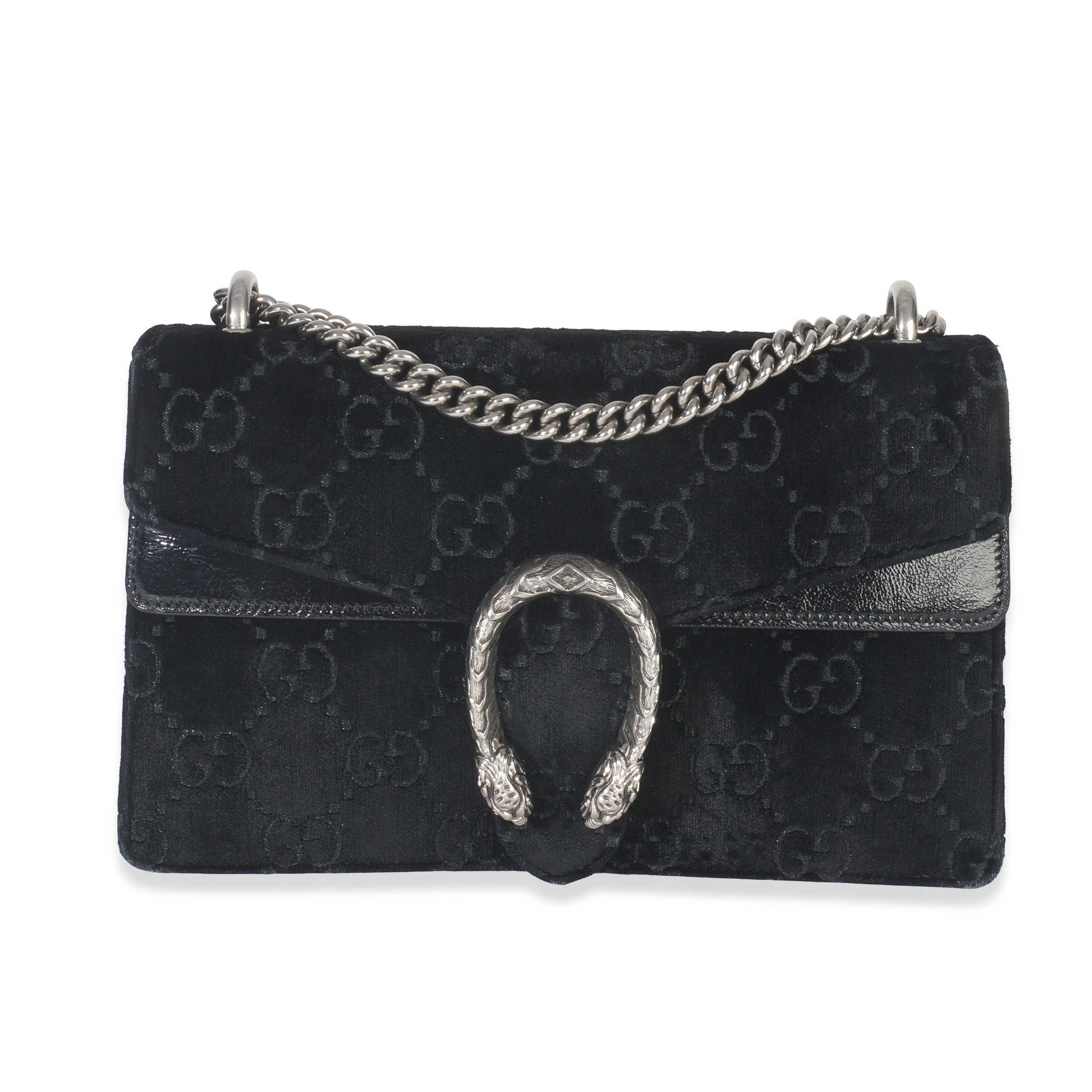 Gucci Black GG Embossed Velvet Small Dionysus Chain Bag