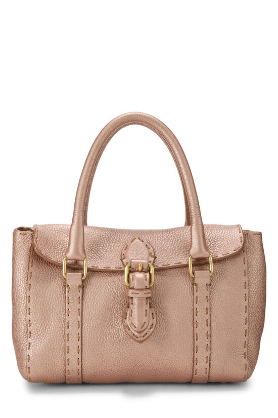 Fendi Pink Metallic Pebbled Leather Selleria Linda Bag Mini