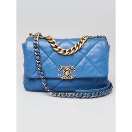 Chanel Blue Quilted Lambskin Leather Small Chanel 19 Flap Bag