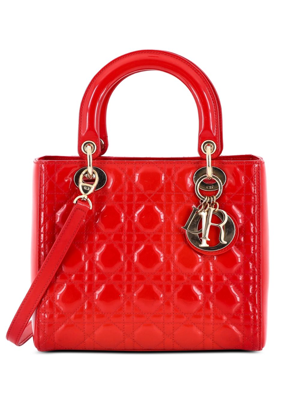 Lady Dior Bag Cannage Quilt Patent Medium satchel