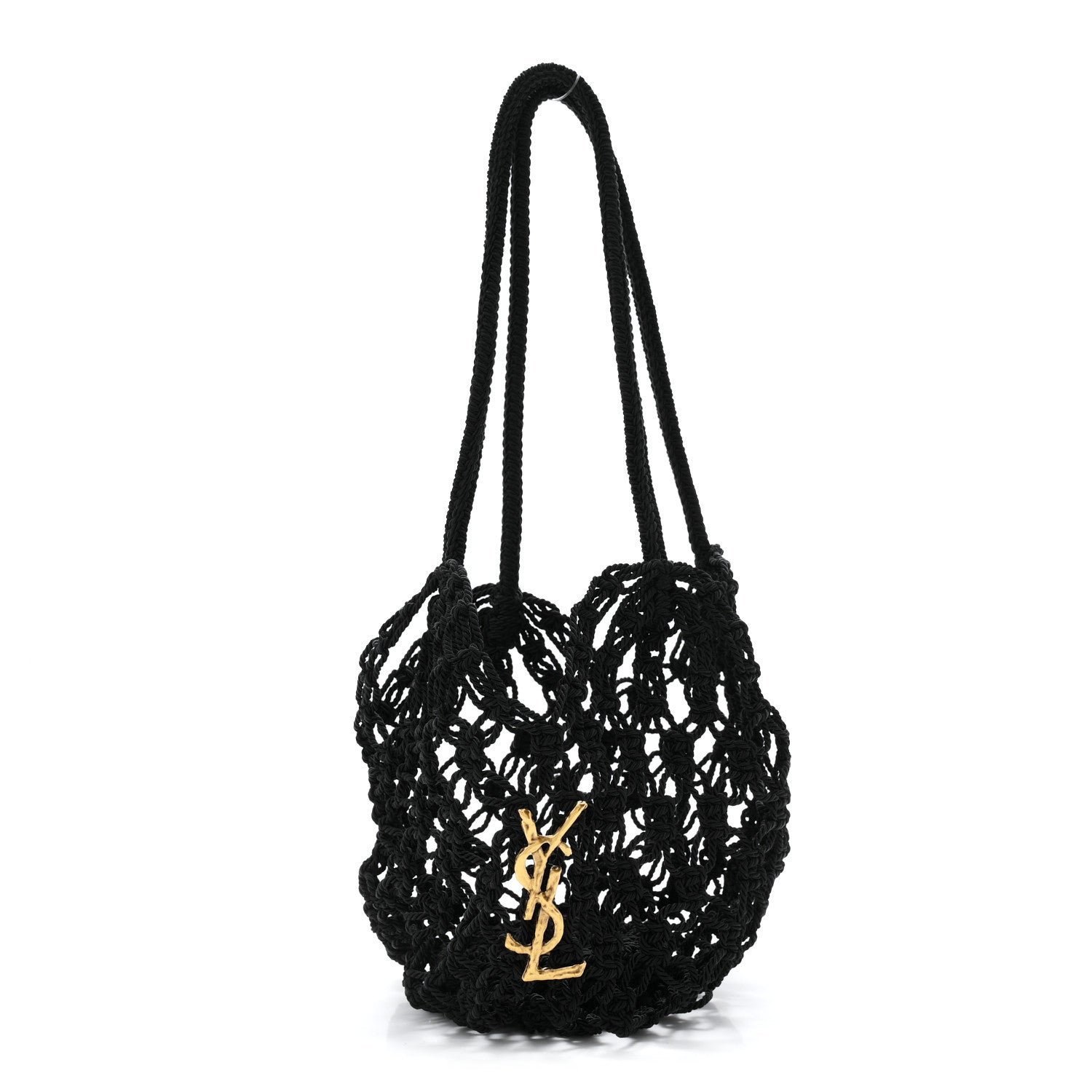 Saint Laurent Crochet Small Shopping Bag Black