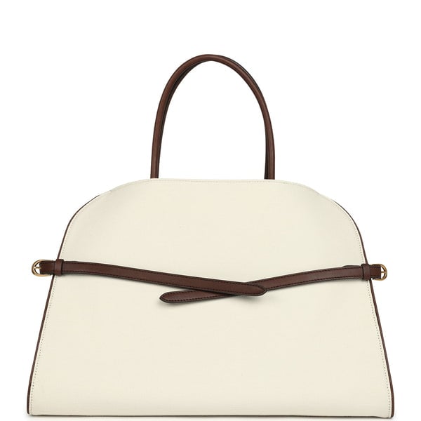 The Row Margaux 15 Ceinture Bag Ivory Canvas, Kentucky Saddle Gold Hardware