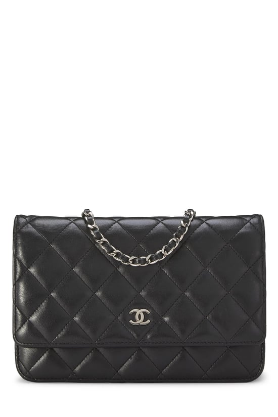 Black Calfskin Classic Quilted Wallet on Chain (WOC)