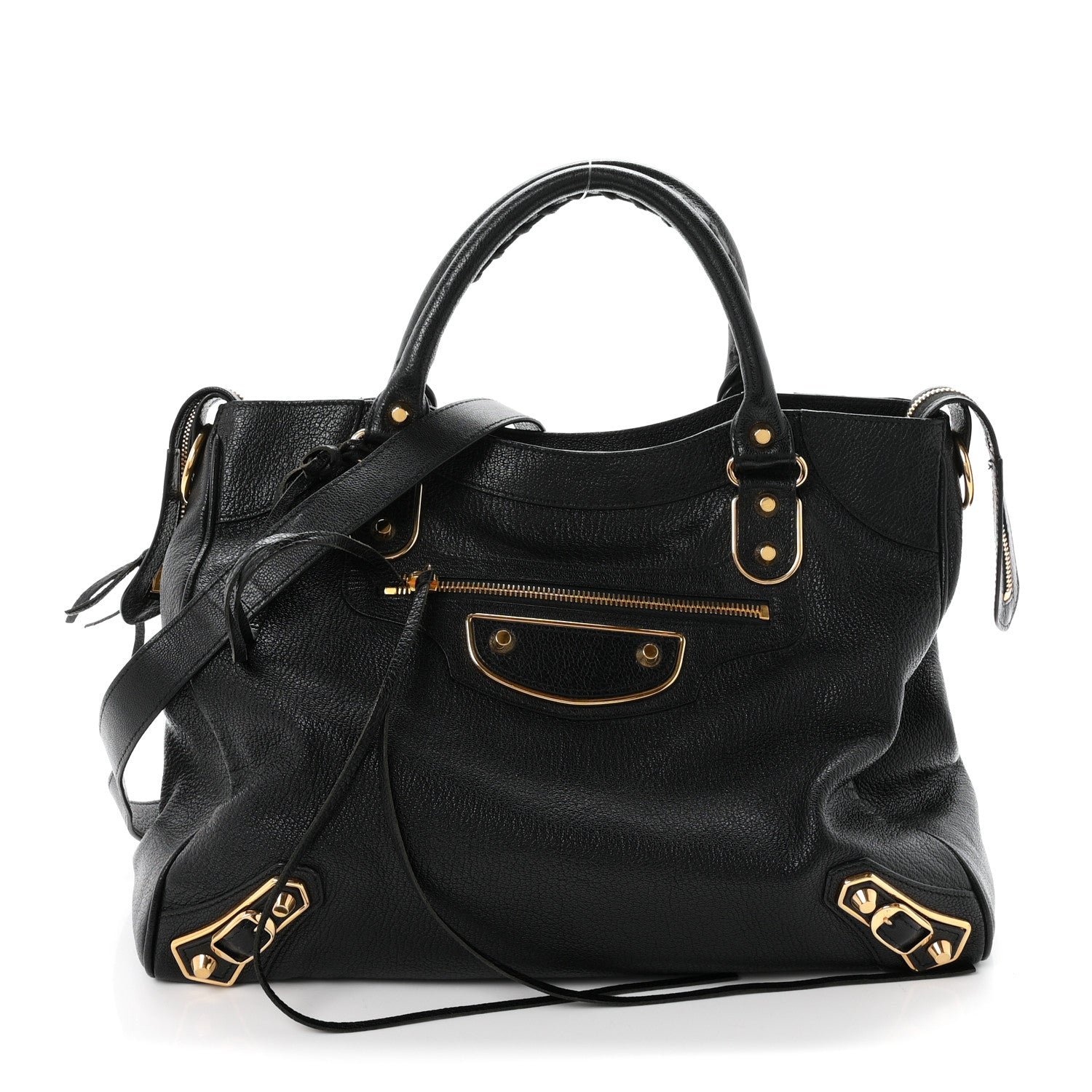 Balenciaga Chevre Gold Metallic Edge Hardware Velo Black