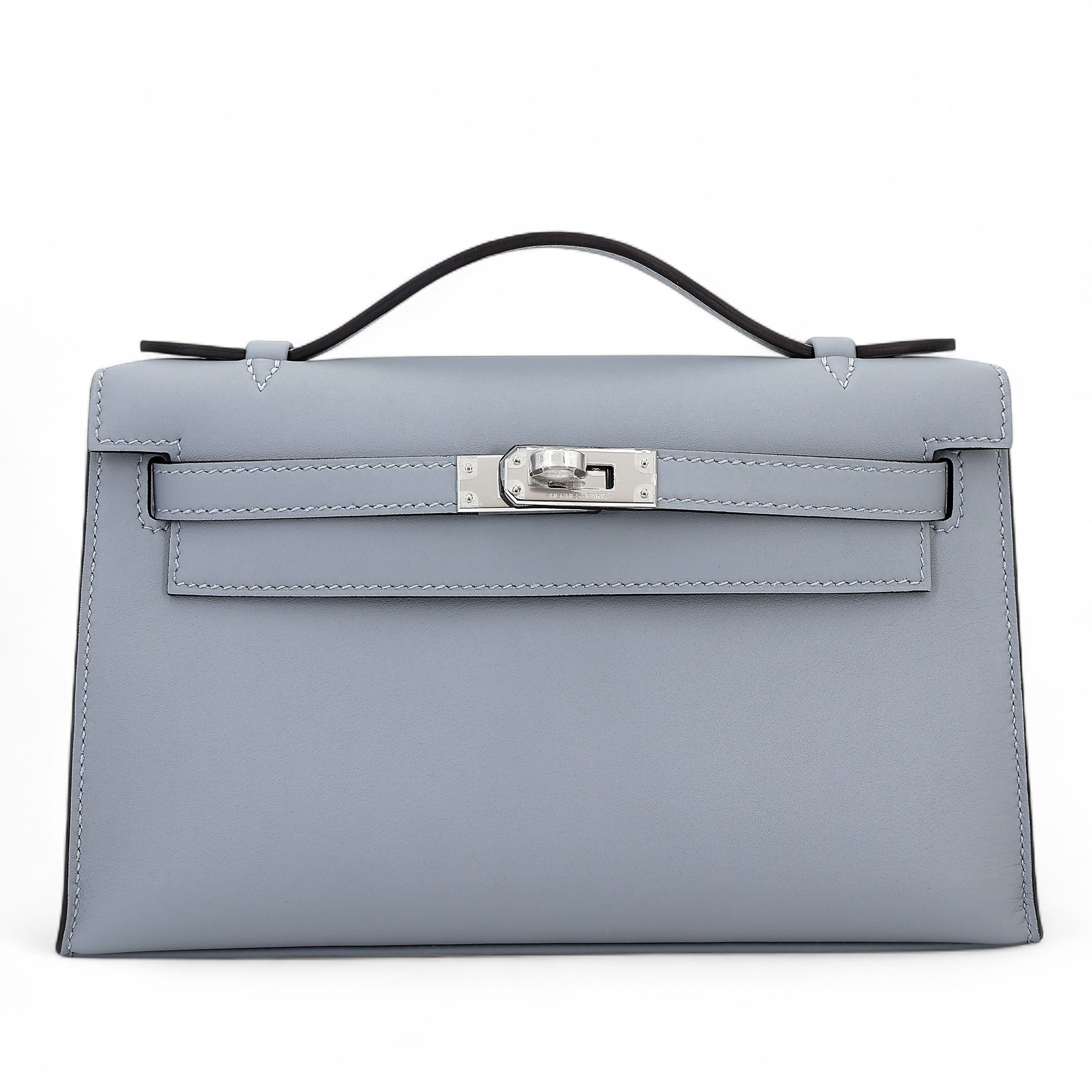 Hermes Brand New ( Rank N ) HERMÈS Kelly Pochette Gris Pantin (P0) Swift Palladium hardware K (2025)