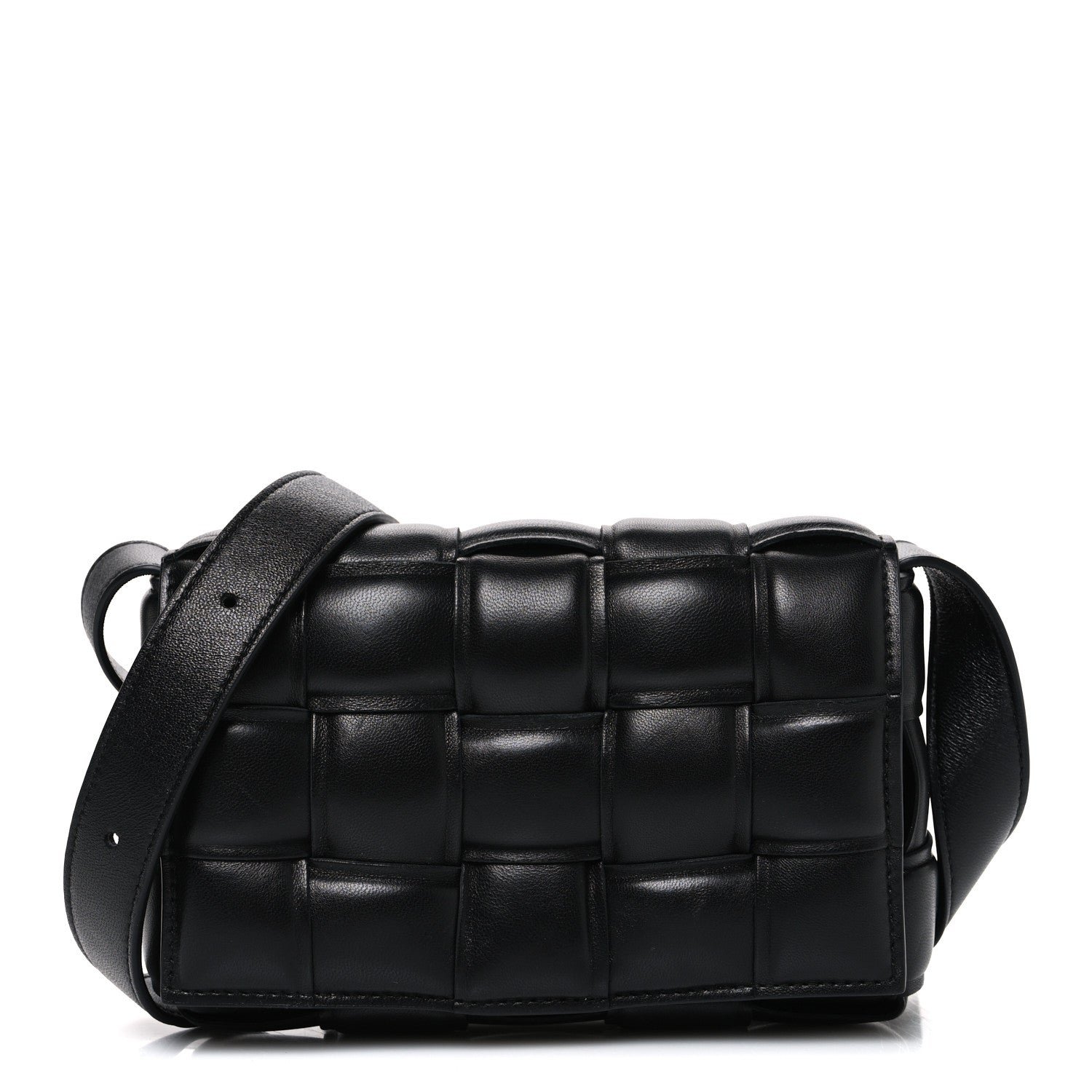 Bottega Veneta Nappa Maxi Intreccio Small Padded Cassette Crossbody Bag Black