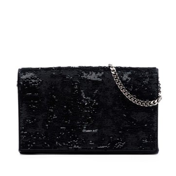 Sequin Monogram Kate Wallet on Chain