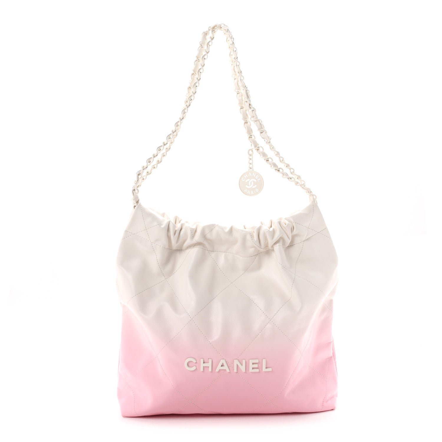 Chanel Patent Gradient Calfskin Quilted Small Chanel 22 White Light Pink