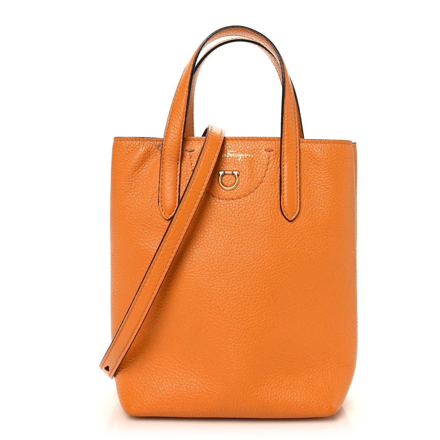 Salvatore Ferragamo Tumbled Calfskin Gancini Mini Bag Olivello