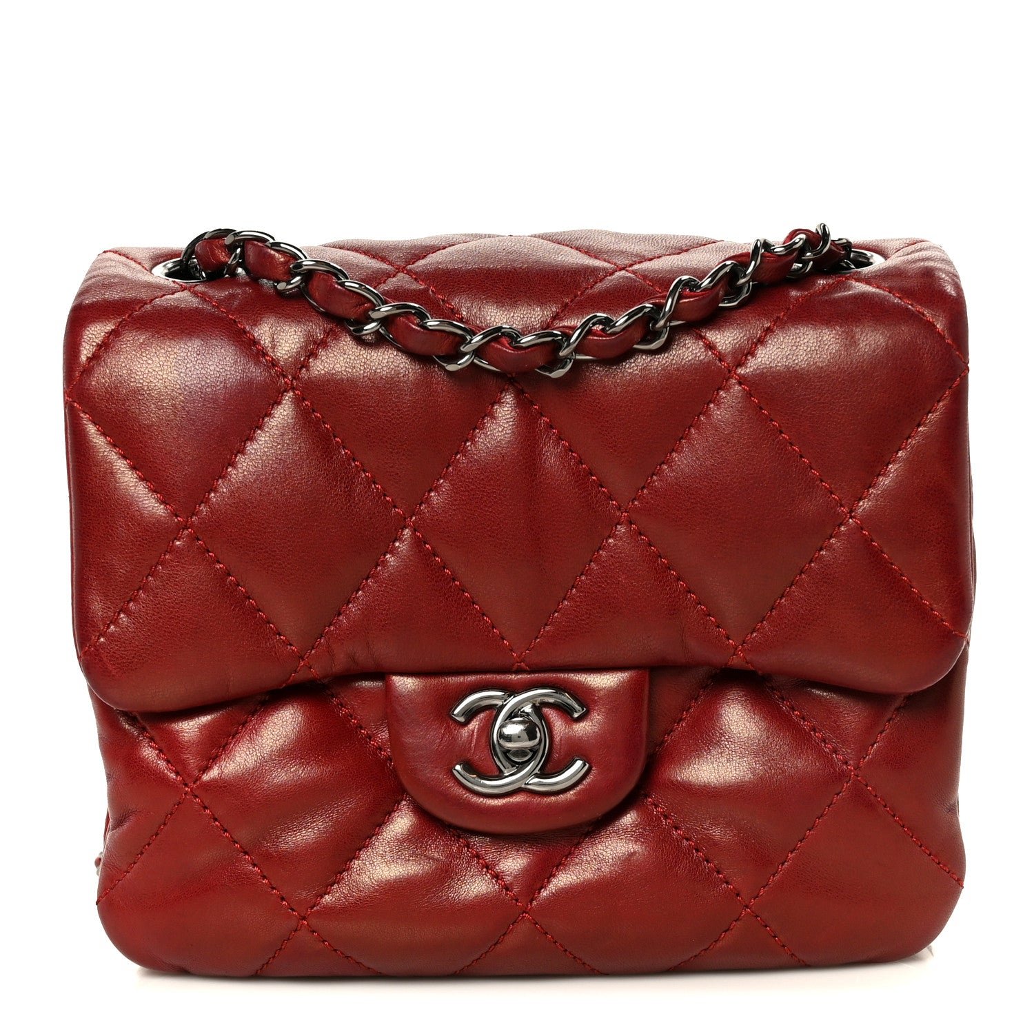 Chanel Lambskin Quilted Mini Chanel 3 Flap Red