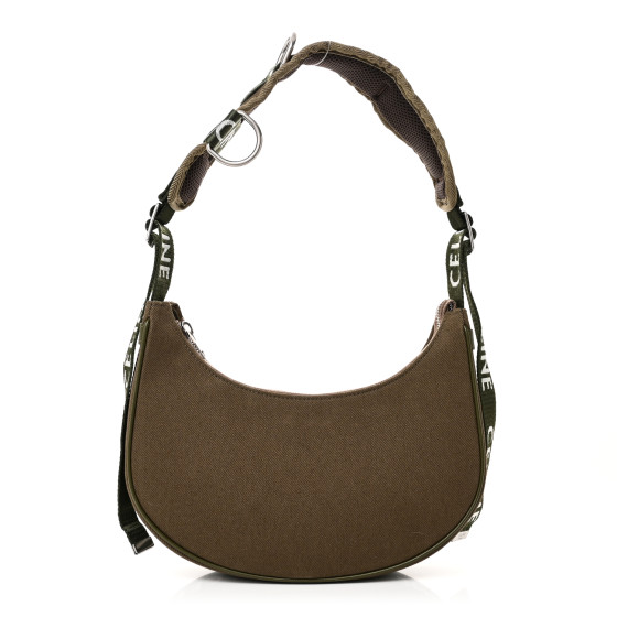Celine Cotton Gabardine Medium Ava Trekking Shoulder Bag Khaki
