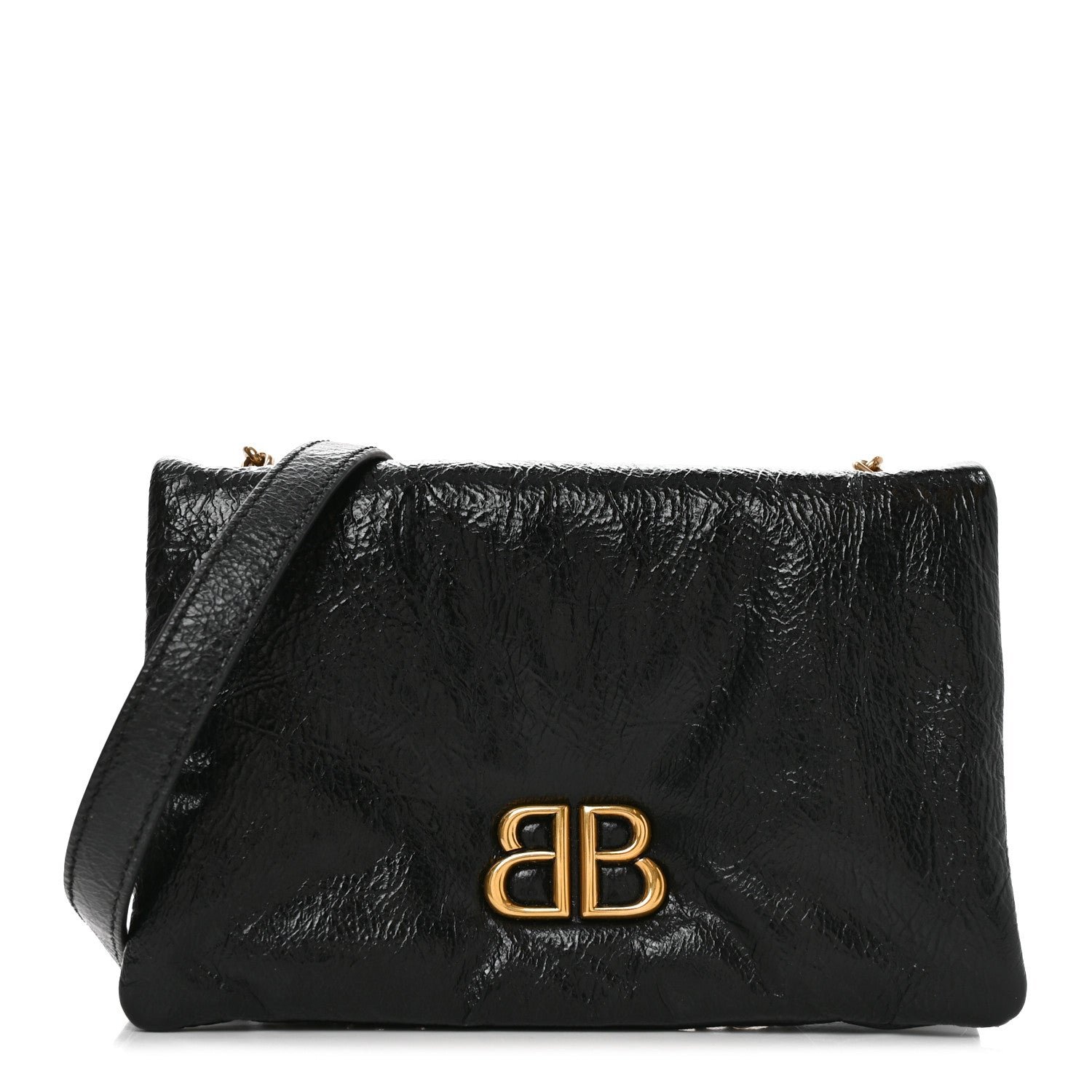 Balenciaga Arena Calfskin Puffy Monaco Chain Shoulder Bag  Black