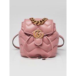 Gucci Pink Quilted Leather Marmont Backpack Bag