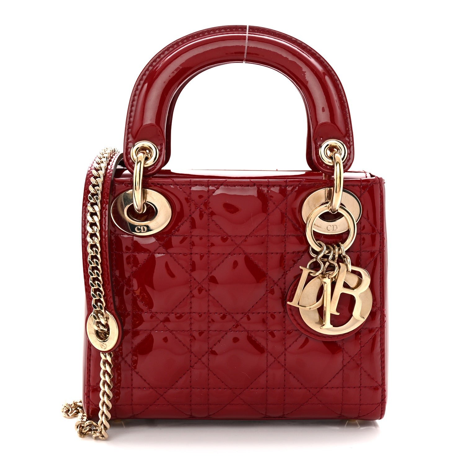 Christian Dior Patent Cannage Mini Lady Dior Red