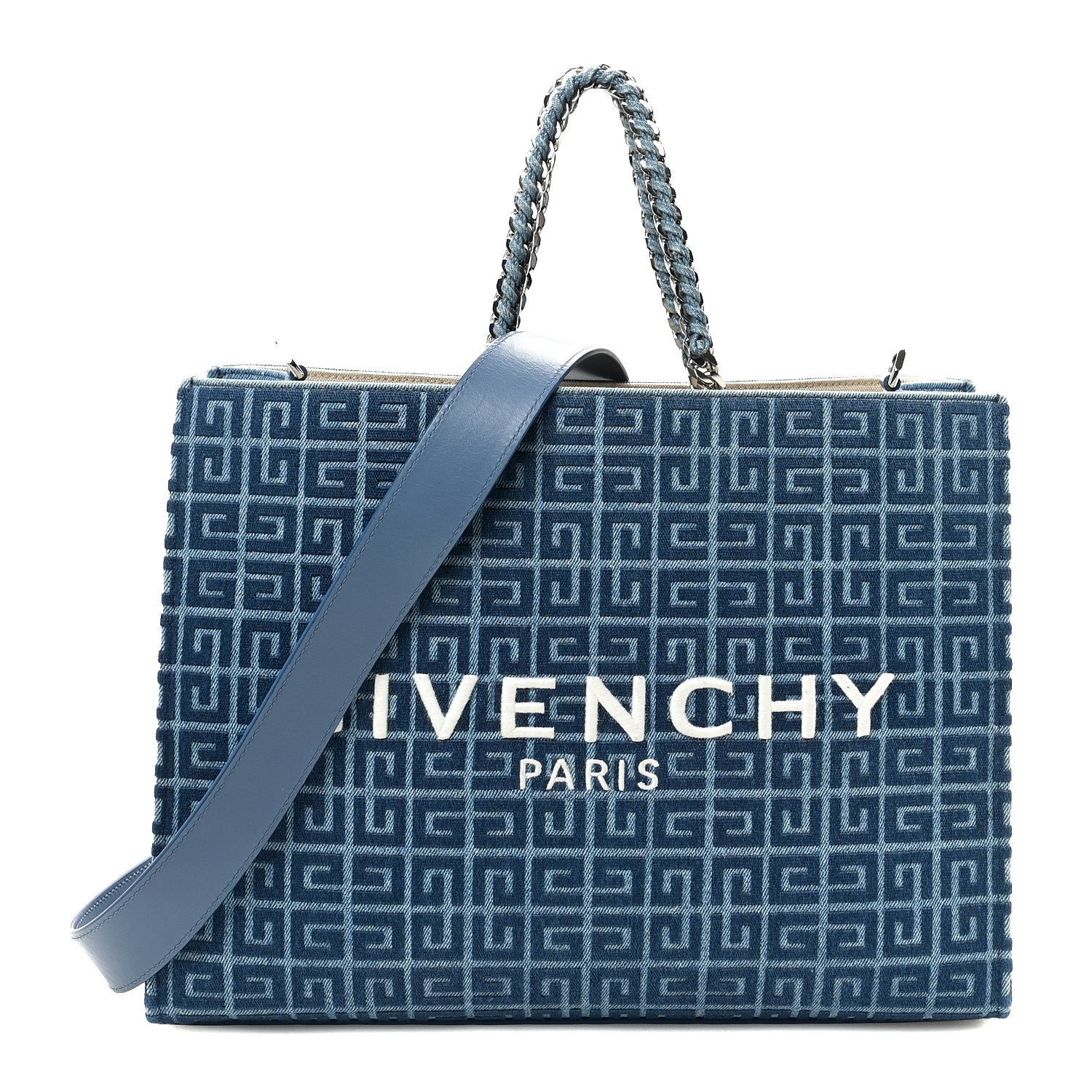 Givenchy Denim 4G Medium Chain Tote Blue