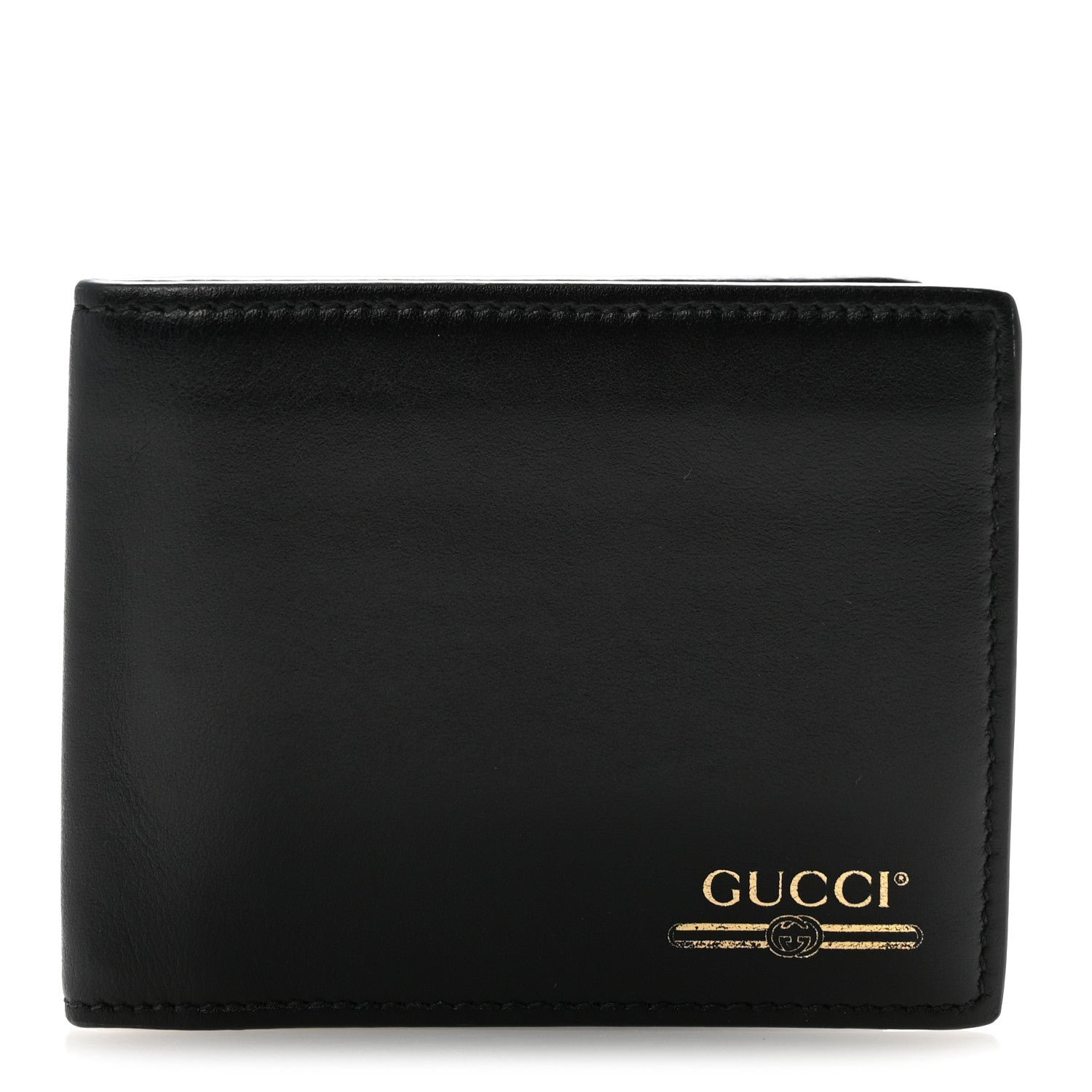 Gucci Plutone Calfskin Logo Bi-Fold Wallet Black
