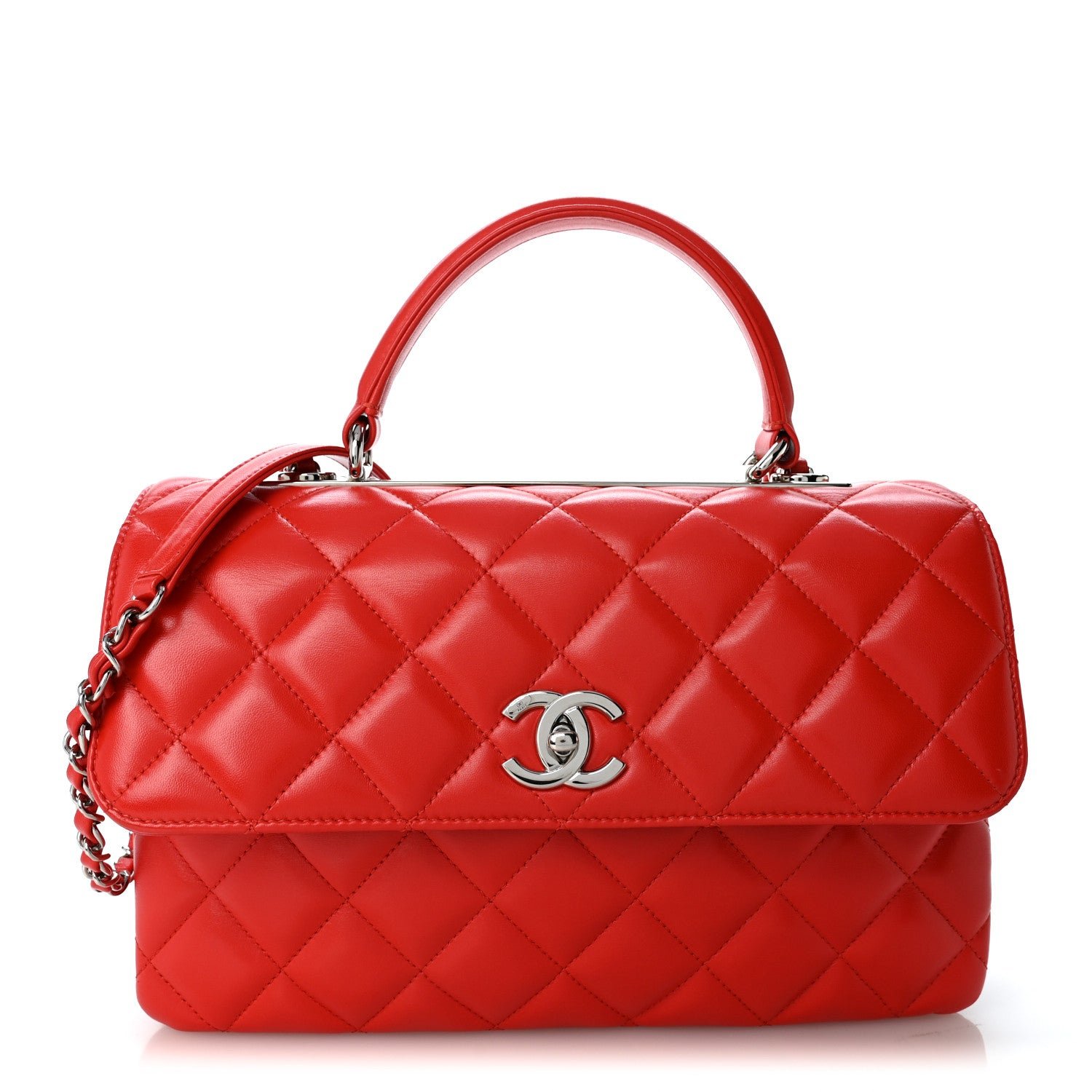Chanel Lambskin Quilted Medium Trendy CC Flap Dual Handle Bag Red