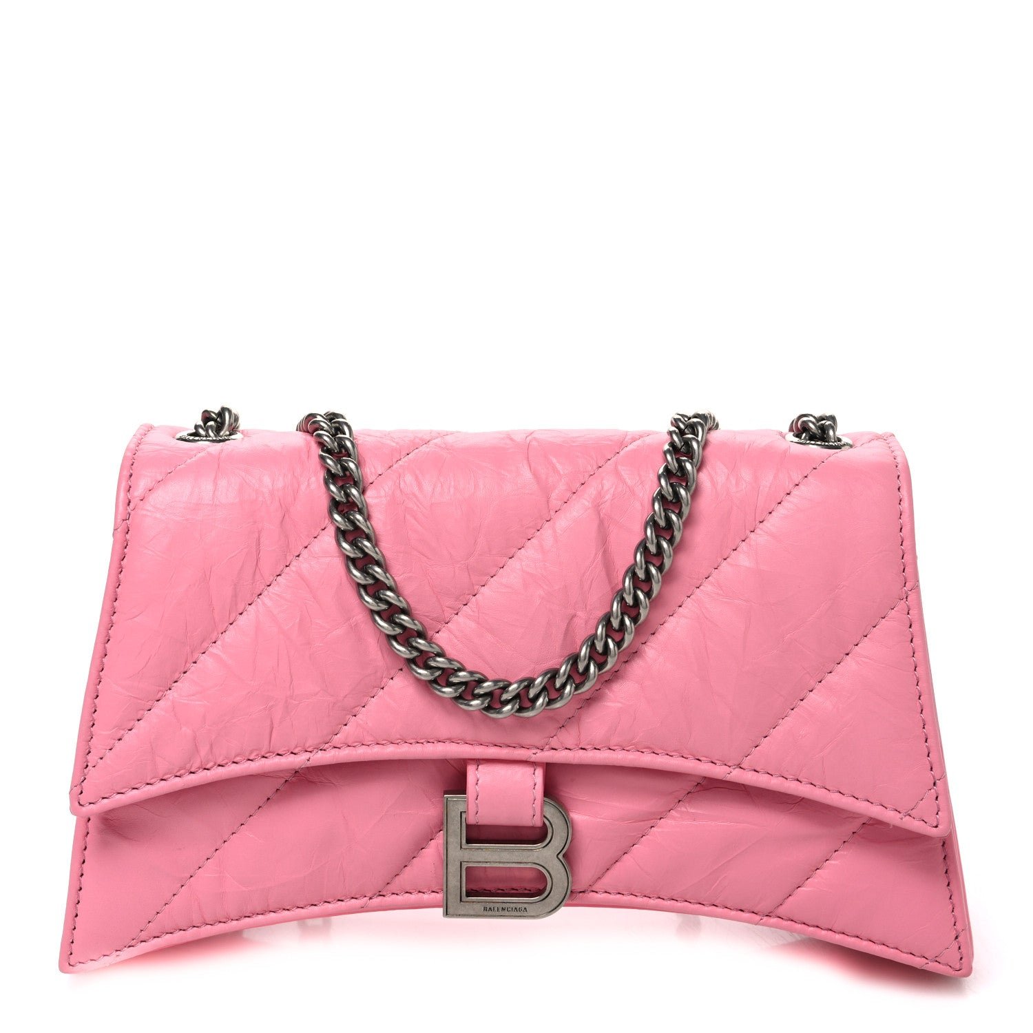Balenciaga Crushed Calfskin Quilted XS Crush Chain Bag Sweet Pink