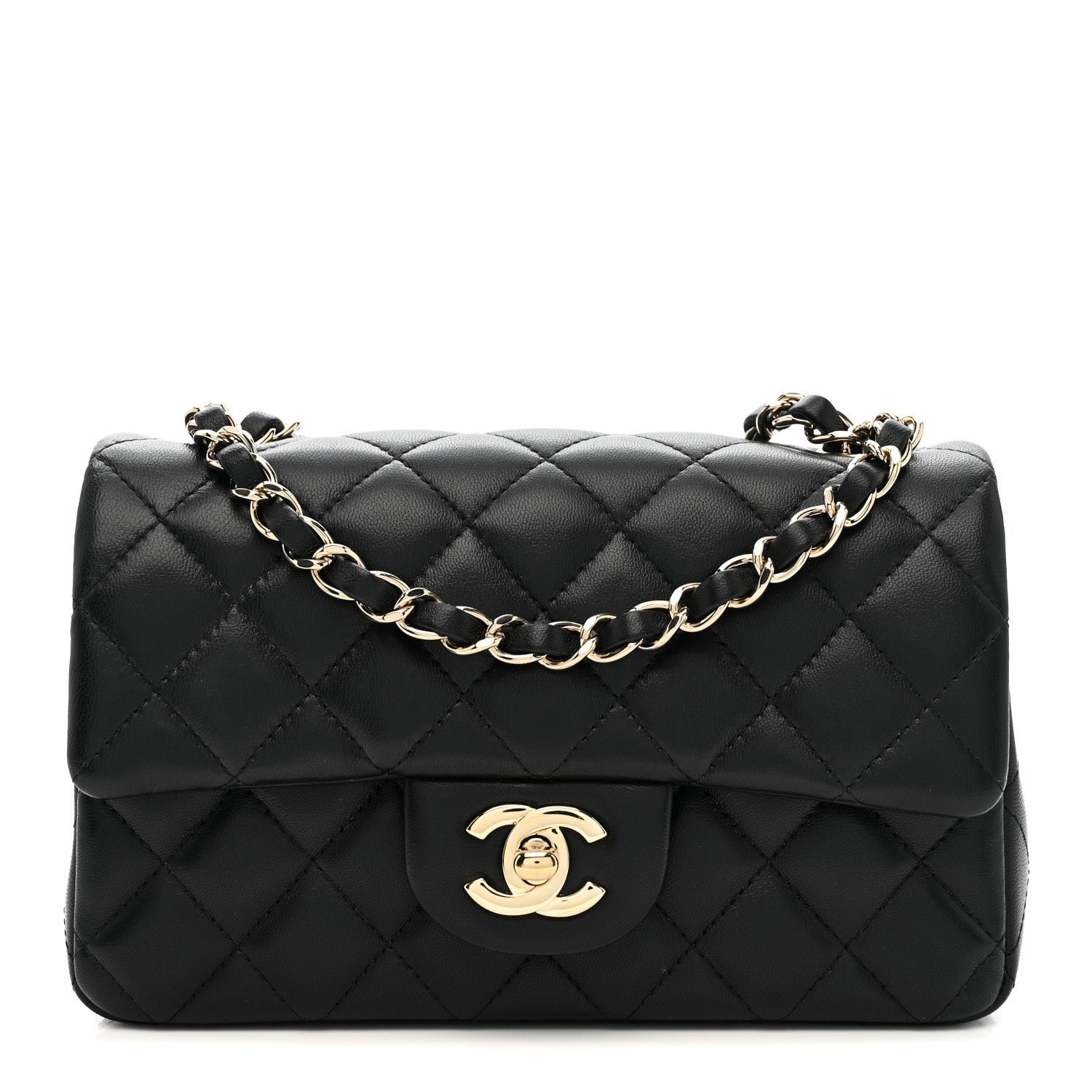 Chanel Lambskin Quilted Mini Rectangular Flap Black