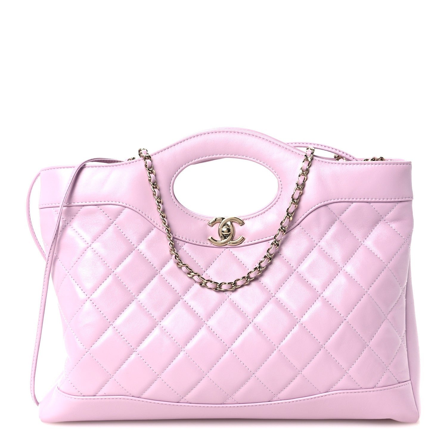Chanel Shiny Lambskin Quilted 31 Shopping Bag Light Purple