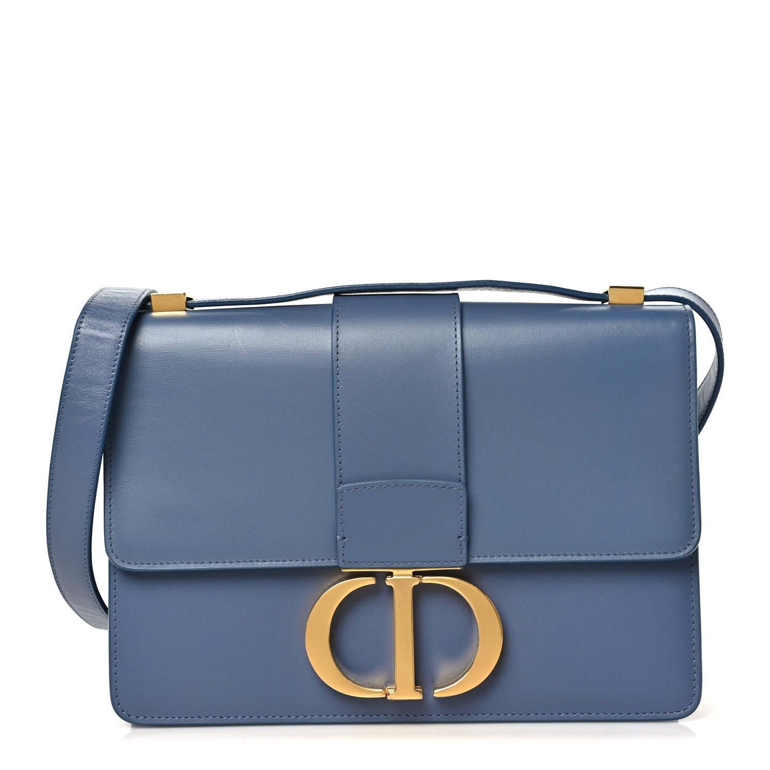 Christian Dior Smooth Calfskin 30 Montaigne Flap Bag Blue