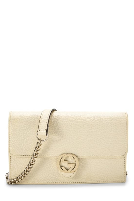 White Leather Interlocking Crossbody